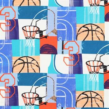 French terry digital Basketball, blue