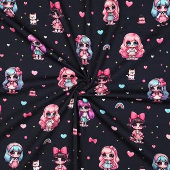 Økotex bomulds jersey Digital dolls, Navy