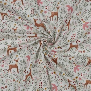 Fine poplin Forest Animals, White