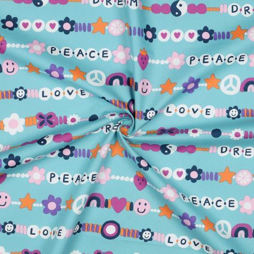 Fine poplin Love, Light petrol