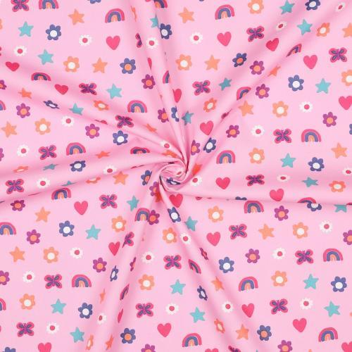 Fine poplin Love, Light pink