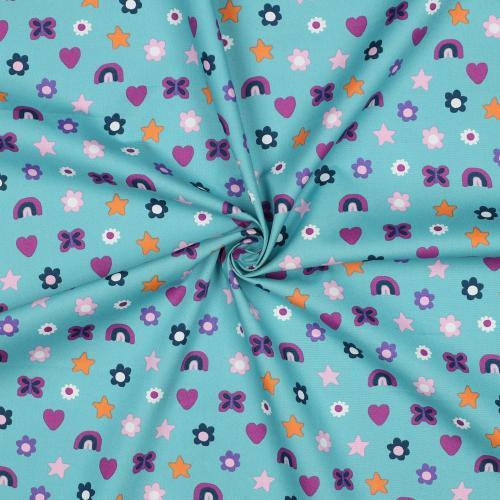 Fine poplin Love, Light petrol