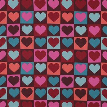 Fine poplin Hearts, Bordeaux