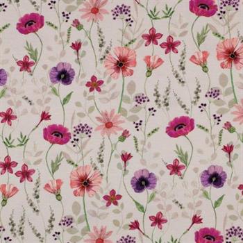 Økotex bomulds jersey Digital Flowers, Off-white