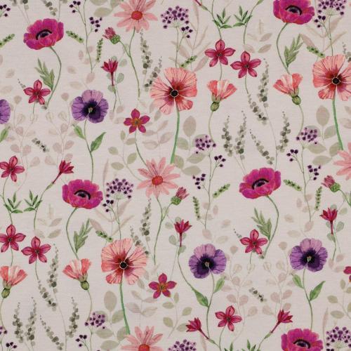 Økotex bomulds jersey Digital Flowers, Off-white