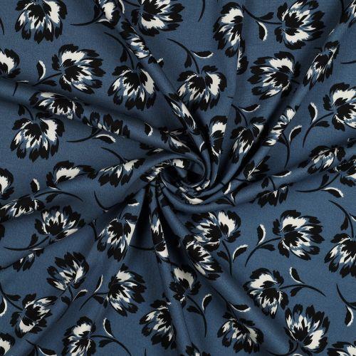 Rosellea/viscose stretch Flowers , Blue