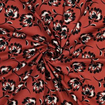 Rosella/viscose stretch Flowers, Ketchup red
