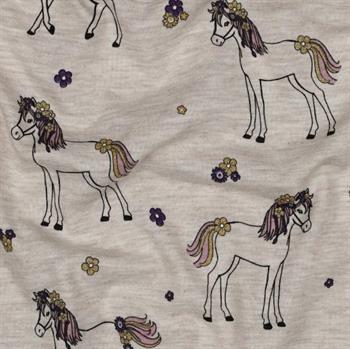 Økotex bomulds jersey Melange Glitter Horses, Light sand