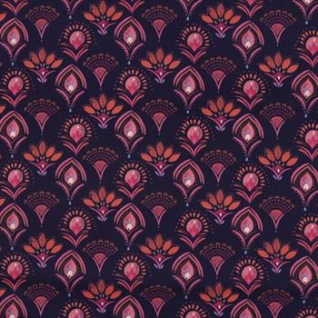 Fine poplin digital Flowers, Navy