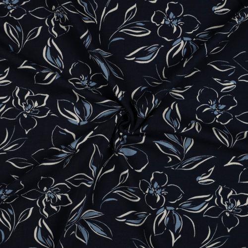 French terry Flowers, Navy