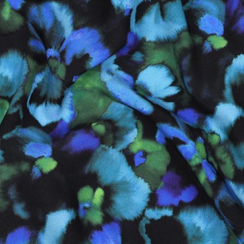 Lenzing Ecovero digital Flowers, Blue