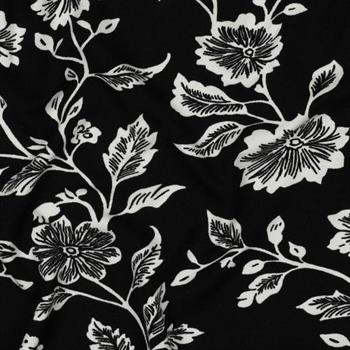 Viscose jersey Flowers, Black