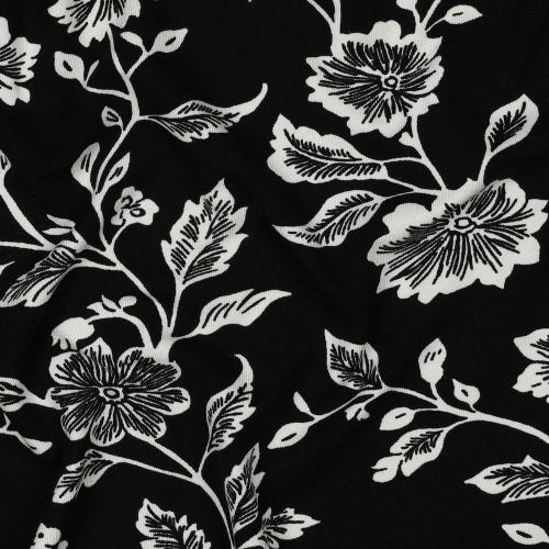 Viscose jersey Flowers, Black