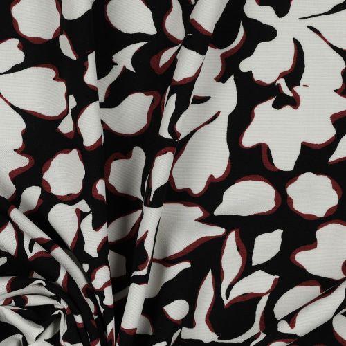 Vicose poplin stretxh Big flowers, Black