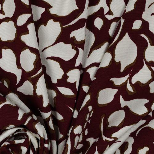 Vicose poplin stretch Big flowers, Bordeaux