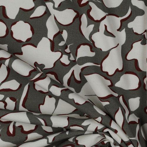 Viscose poplin stretch Big flowers, Taupe