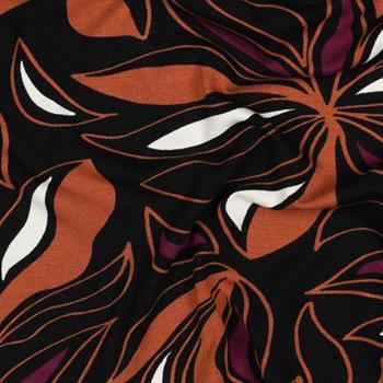Økotex viscose jersey Flowers, Black