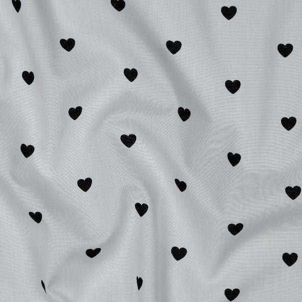 Fine poplin Hearts, White/Black