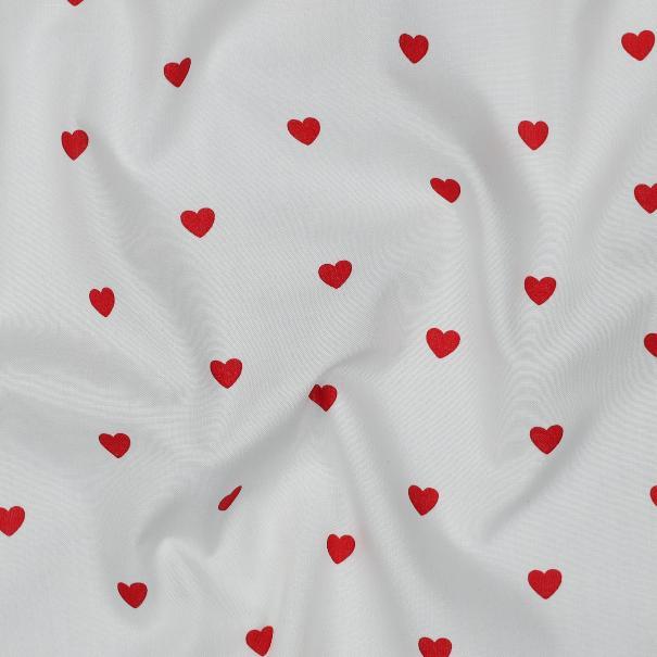 Fine poplin Hearts, White/dark red