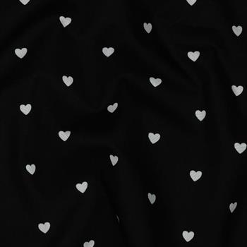 Fine poplin Hearts, White/Black