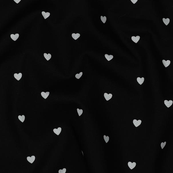 Fine poplin Hearts, White/Black