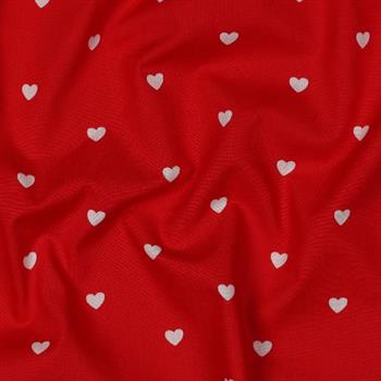 Fine poplin Hearts, Dark red/white