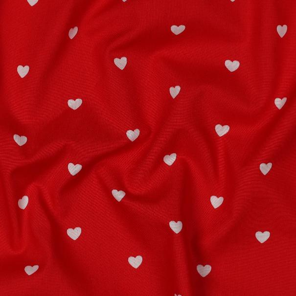 Fine poplin Hearts, Dark red/white