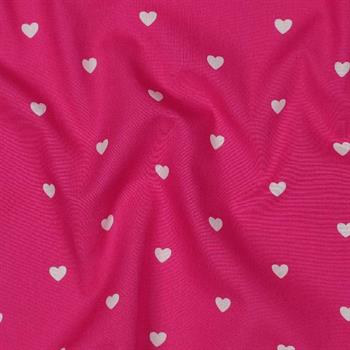 Fine poplin Hearts, Fuchsia/White