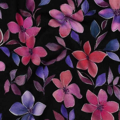 Punta Di Roma digital Flowers, Black