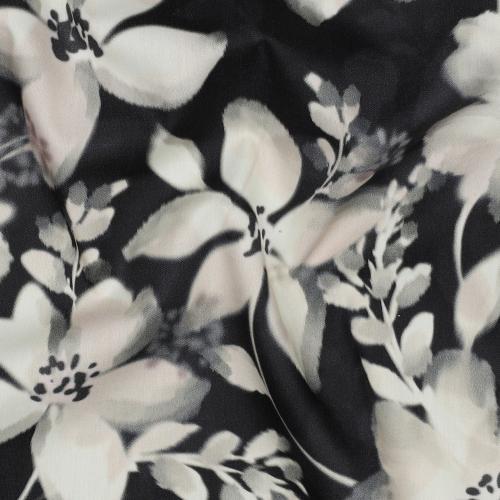 Cotton viscose digital Flowers, Black