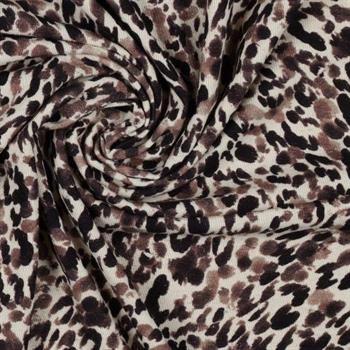 Linen jersey digital Leopard print, Taupe