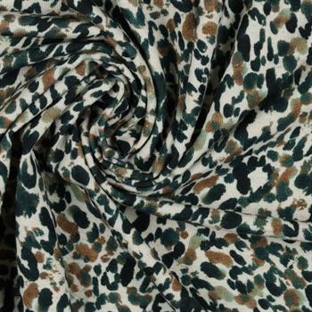 Linen jersey digital Leopard print, Green