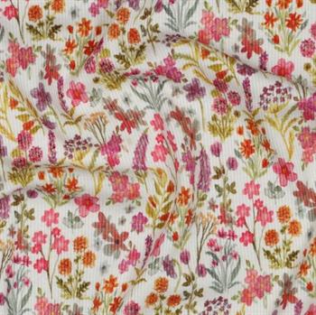 Rib jersey Digital Flowers, Pink