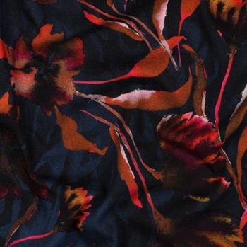 Økotex bomulds jersey digial Flowers, Bordeaux