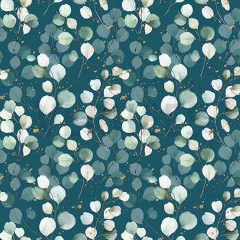 Økotex bomulds jersey m/Eucalyptus blade Petrol