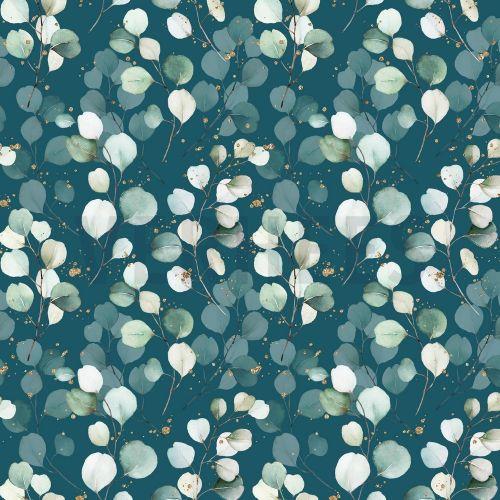 Økotex bomulds jersey m/Eucalyptus blade Petrol