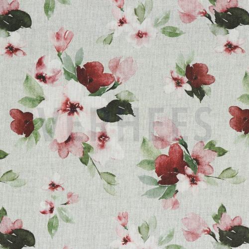 Canvas digital Flowers, Linen/Rose
