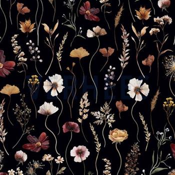 Canvas digital Wild flowers, black