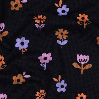 Waffle jersey Flowers, Navy