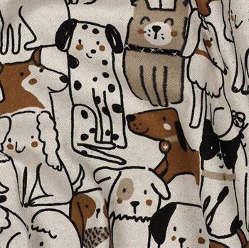 Canvas linen look Dogs, Natural