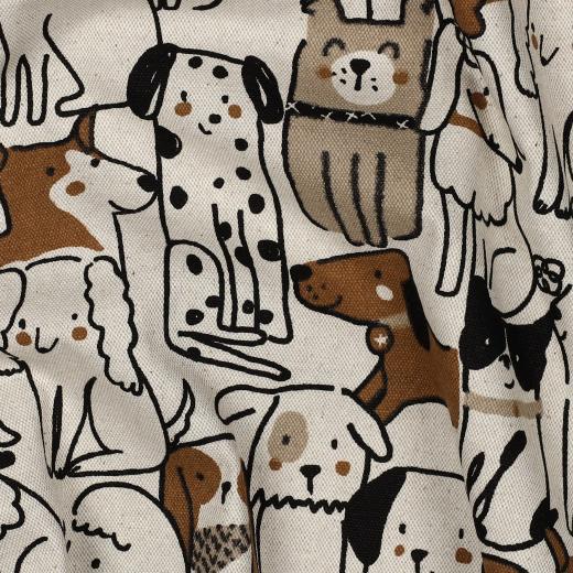 Canvas linen look Dogs, Natural