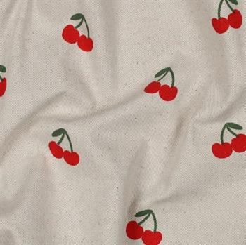 Canvas linen look Cherries, Natural