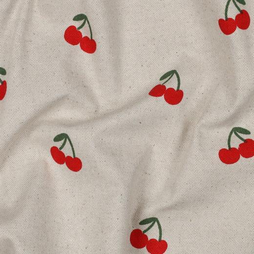 Canvas linen look Cherries, Natural
