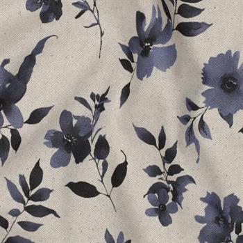 Canvas linen look digital Flowers, Natural