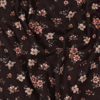 Økotex bomulds jersey digital Flowers, Brown