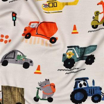 Økotex bomulds jersey Digital Vehicles, Off white
