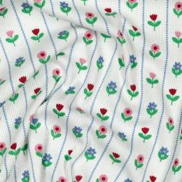 Rib jersey Flowers, White