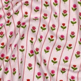 Rib jersey Flowers, Light pink