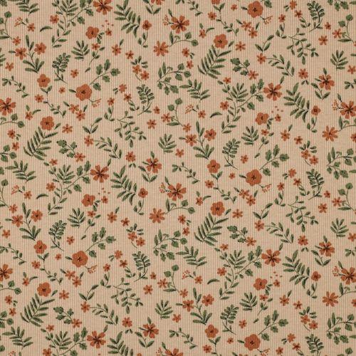 Rib jersey Flowers, Soft apricot