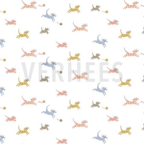 Poplin Gots sweet cat, White